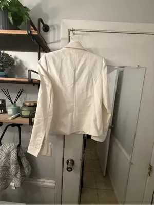 White House Black Market Ivory Double-Breasted Tailored Blazer thumbnail 8