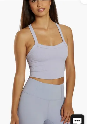 NWT FREE PEOPLE | FP Movement‎ All Clear Rib Crop Camisole Platinum Sz M thumbnail 1