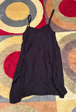 Free People Lightweight Black Mini Slip Dress Beach Coverup Sheer Size Small thumbnail 1