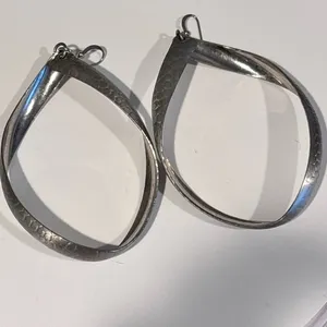 Silver Marquise Hammered Twirl Earrings thumbnail 11