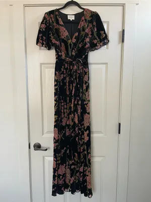 Women’s Bohme Jada Velvet Floral Maxi Dress Black Size S thumbnail 4