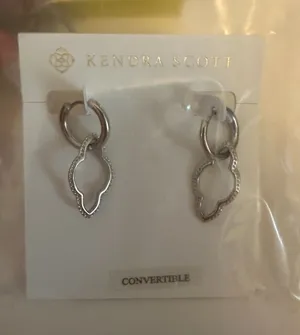 Kendra Scott Abbie Huggie Earrings Convertible Silver. Rhod Metal thumbnail 1