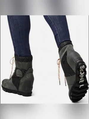 Sorel Womens Size 10.5 Lexie Wedge Felt Boots Camp-Dark Slate thumbnail 2