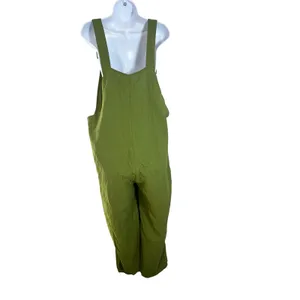 OVVABABY Women Olive Green 100% Cotton Wide Leg Button Front Overalls Jumper 2XL thumbnail 4