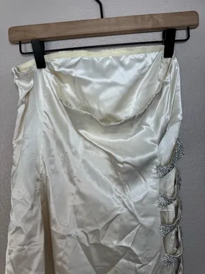 Meshki Alessia Diamante Ivory Rhinestone Strapless Mini Dress size Medium Bride thumbnail 6