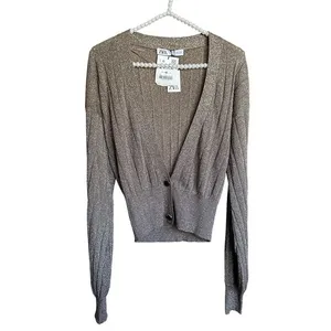 NWT ZARA Metallic Thread Knit Cardigan Sz Medium‎ Bloggers Favorite 9974/104/303 thumbnail 5