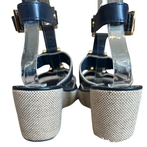 Tory Burch Navy Platform‎ Wedge Sandals 7 thumbnail 5