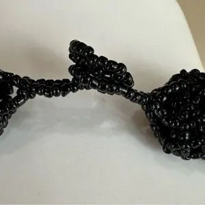 Black Twisted Woven Seed Bead Necklace Goth Whimsigoth Witchy thumbnail 6