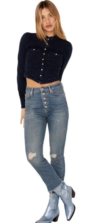 7 For All Mankind The Ultra High Rise Slim Kick Distressed Jeans- 28 thumbnail 1