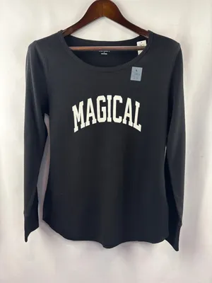 Women’s Old Navy Large Black Thermal Long Sleeve Graphic Shirt thumbnail 1