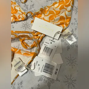 New LSpace Tessellation Bikini Set Orange White Retro Print - Size M (MSRP $180) thumbnail 6