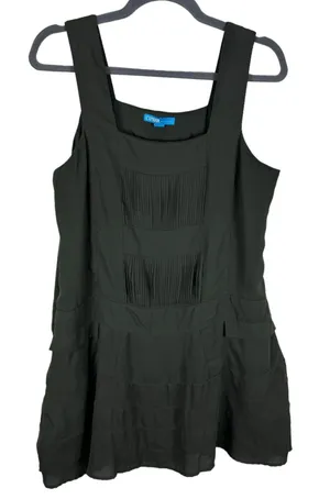 Nanette Lepore L'Amour Army Green Sleeveless Skater Apron‎ Lightweight Dress L thumbnail 1