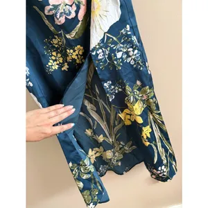 Lulus Remarkable Entrance Navy Blue Floral Print Satin Midi Dress Size Medium thumbnail 9