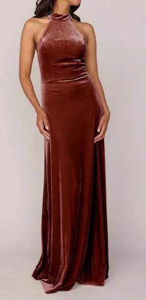 Revelry Tori Velvet Dress - Terracotta thumbnail 1