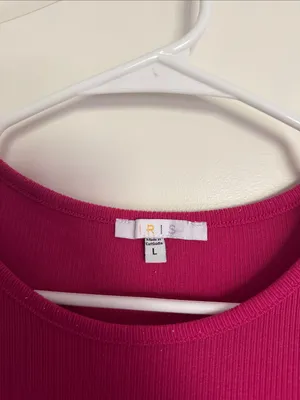 iris Fuchsia Ribbed Short-Sleeve Crewneck Tee / A49 thumbnail 2