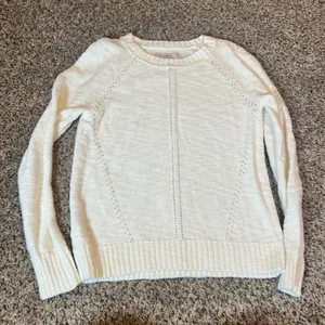 LOFT Cream Knit Sweater Long‎ Sleeve Crew Neck Women's Size S thumbnail 1