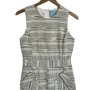 CeCe Cynthia Steffe Metallic Tweed Dress White Sz 2 thumbnail 5