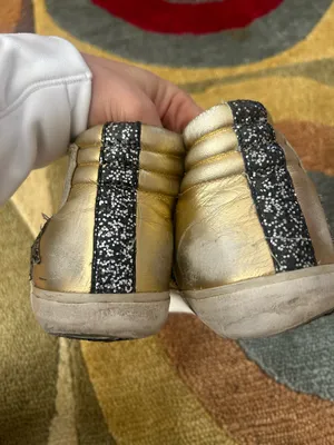 Golden Goose Slide High Top Sneakers Shoes Gold Sequins Star Leather US Size 7 thumbnail 3