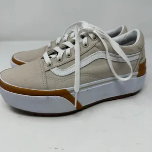 Vans Old Skool Stacked Canvas Platform Sneaker Oatmeal Beige Women Size 7 thumbnail 4