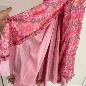 Sugar Thrillz‎ Growin’ Pretty Maxi Dress Sweetheart Neck Sheer Puff Sleeve XS thumbnail 5