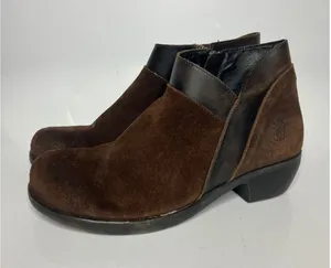 Fly London Ankle Boots Womens 40 Brown Good Suede Leather Block‎ Heel P144313001 thumbnail 1