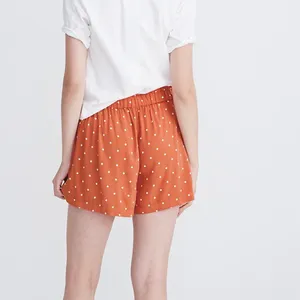 Madewell Drapey Pull On Polka Dot‎ Shorts Orange White Small thumbnail 2
