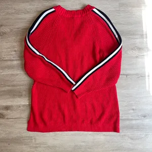 Express Sweater Red V-Neck Oversized tunic s thumbnail 3