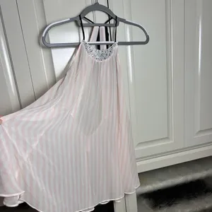 PINK - Victoria's Secret Women’s L Pink White Stripe Halter Chemise thumbnail 7