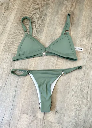 SheIn NEW  olive ring cheeky bikini set size S. thumbnail 1