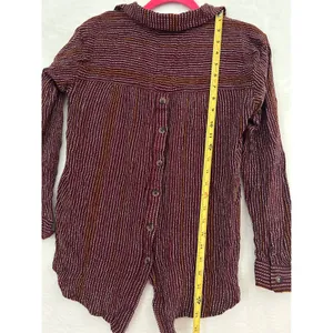 Anthropologie Burgundy Striped Button Back Long Sleeve‎ Shirt Womens Medium thumbnail 7