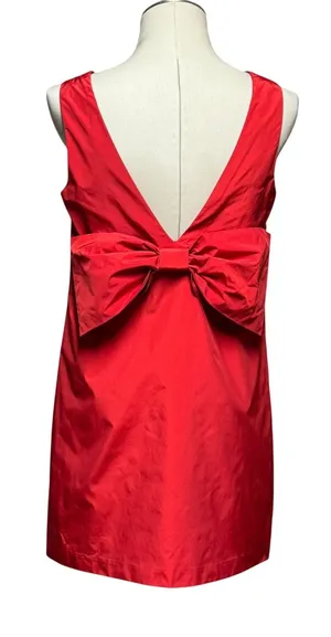 Hyacinth House Tuckernuck Bow Bella Mini Dress Sleeveless V-Neck Red Small thumbnail 1