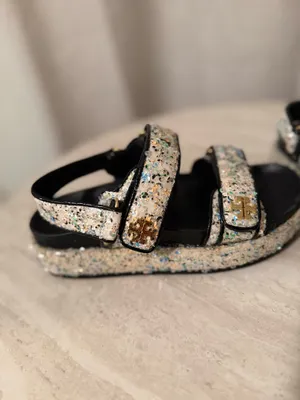 Tory Burch Kira Sequined Leather-Trimmed Sandals | 7.5M thumbnail 3