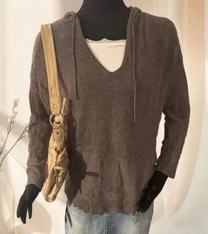 Vintage Y2K American Eagle Mocha Brown Slouchy Hooded Sweater thumbnail 1