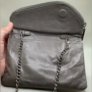 A Rare HOBO International Gray Distressed Leather Clutch/ Shoulder Crossbody Bag thumbnail 4