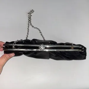 Chic Black Evening Clutch with Silver Accents thumbnail 4