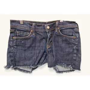 7 For All‎ Mankind Dojo Cut Off Denim Shorts Women's 27 Raw Hem Blue Stretch thumbnail 2