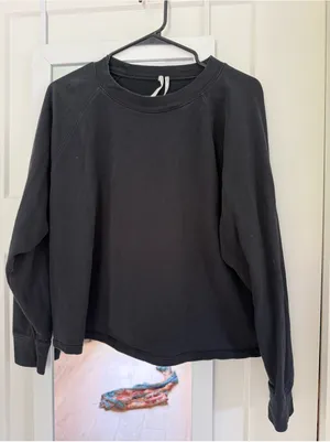 By Anthropologie Classic Black Crewneck Sweatshirt Size Medium thumbnail 1