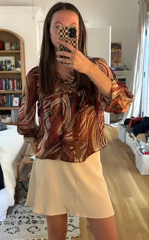 Reformation tan ribbed mini skirt thumbnail 1