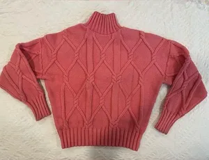 J. Crew Collection — Cable-knit Sweater (Pink) — Medium thumbnail 1