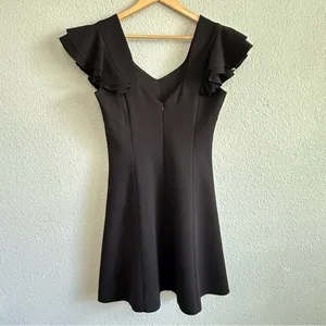 Elliatt Sicily Black Skater‎ Dress Size Large Ruffle Sleeves NWT thumbnail 5