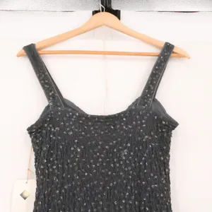 Sara Mique Sequin Stretch Maxi Dress Womens Size S Slate Grey 90s Minimalist thumbnail 5