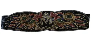 Vintage 80s Beaded Statement Waist Belt Cummerbund glam cocktail attire Disco thumbnail 1