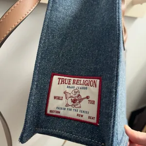 True Religion Blue Denim Bag with Tan Accents thumbnail 6