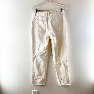 Abercrombie & Fitch The '90s Ultra High Rise Ripped Straight Jeans Cream 30 / 10 thumbnail 5