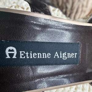 ETIENNE AIGNER Leather Strappy Square Toe Block Heel Sandal Beige Women's 10 thumbnail 5