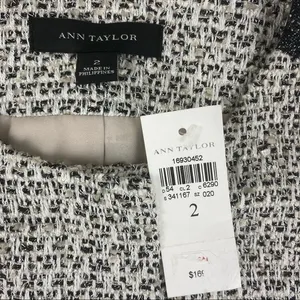 Ann Taylor SET Gray Woven Collarless Parchwork Jacket & Skirt NEW thumbnail 11