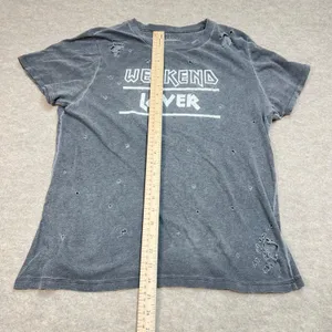 Prince Peter Weekend Lover Distressed Graphic Tee Charcoal Gray Women Medium GUC thumbnail 5