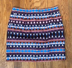 J. Crew Geometric‎ Print Mini Skirt Size 4 Purple Blue Pink White Indie sleaze thumbnail 1
