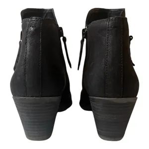 Frye Judith Black Leather Double-Zip Ankle Boots Size 8M Stacked Heel Booties thumbnail 3