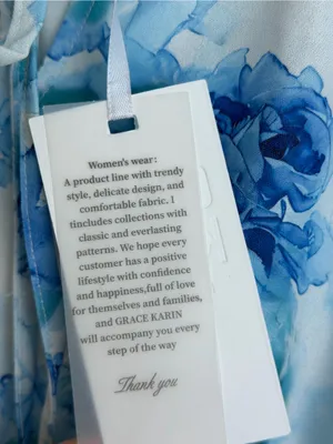 Grace Karin Blue Floral Smocked Maxi Dress Size M NWT thumbnail 6